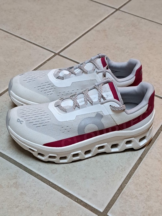 On Running Shoes - On Cloud Running Women's Cloudmonster shoes - Ivory/Grenadine - Wmn's sz 7